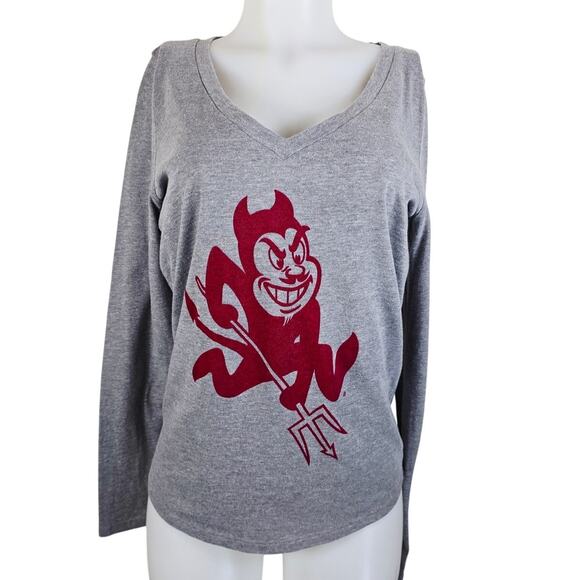 Victoria's Secret Pink ASU Game Day Gray Burgundy Women's T-Shirt M - Picture 1 of 3